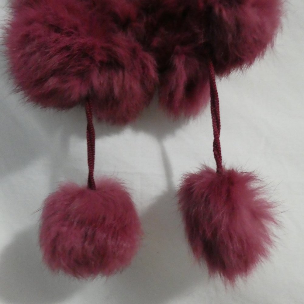 LES NANA by TRICOTTO Stunning burgundy pom pom scarf, really soft BNWOT - Picture 5 of 10